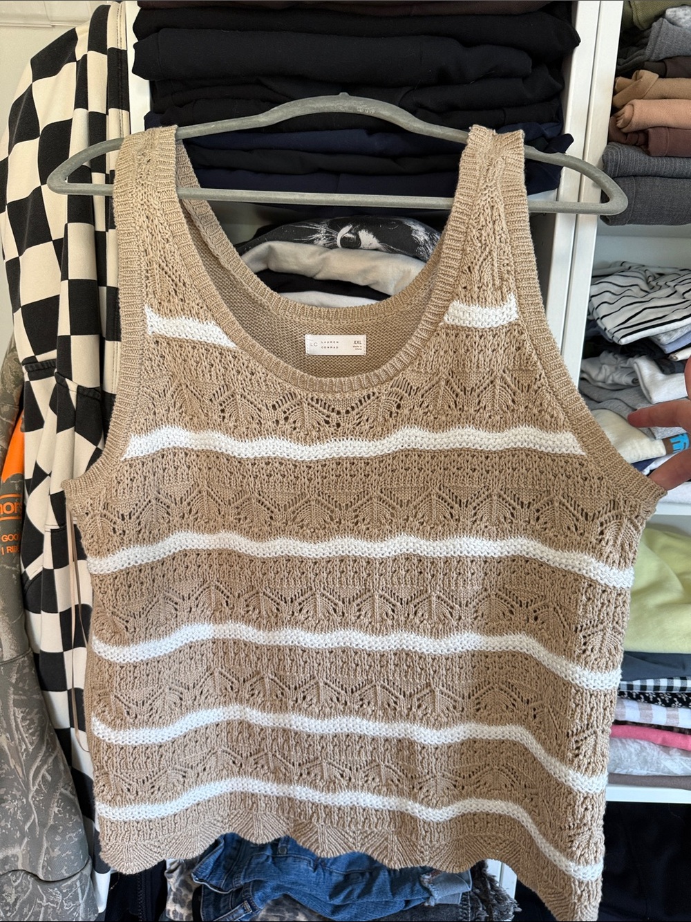LC Lauren Conrad Striped Scalloped Hem Knit Tank